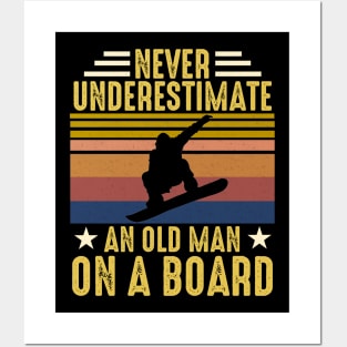 Vintage Never Underestimate An Old Man On A Board Posters and Art